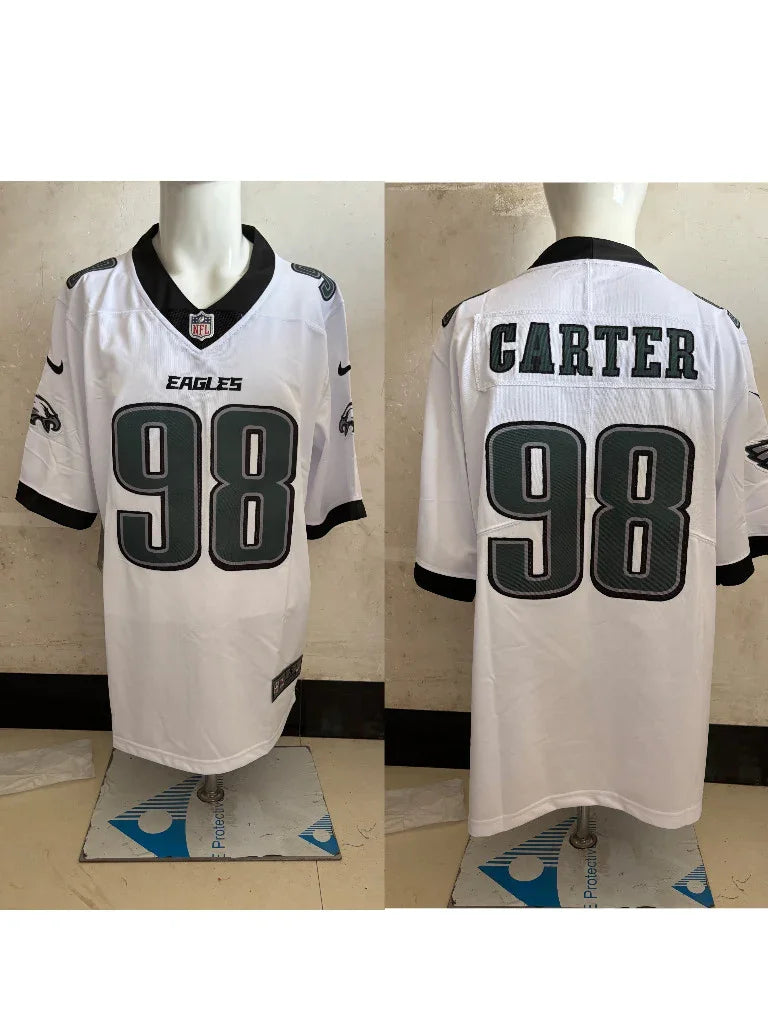 Eagles 25/26 Carter #98 White/Black NFL Jersey
