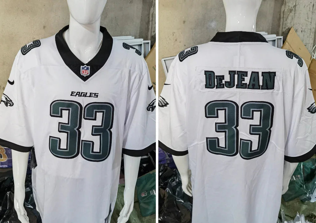 Eagles 25/26 DeJean #33 White/Black NFL Jersey