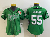 Eagles 25/26 Graham #55 Green/White/Black Women NFL Baseball Style Jersey