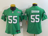 Eagles 25/26 Graham #55 Green/White/Black Women NFL Jersey