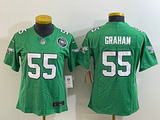 Eagles 25/26 Graham #55 Green/White/Black Women NFL Jersey