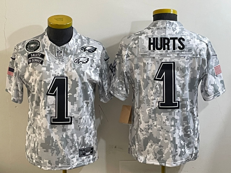 Eagles 25/26 Hurts #1 Arctic Camo Women NFL Jersey