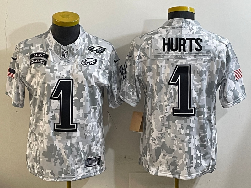 Eagles 25/26 Hurts #1 Arctic Camo Women NFL Jersey