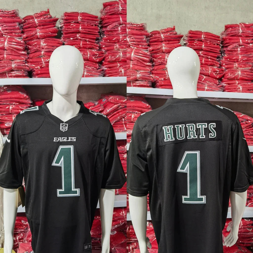 Eagles 25/26 Hurts #1 Black NFL Jersey