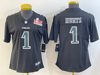 Eagles 25/26 Hurts #1 Black/White/Gray Women NFL Jersey