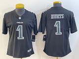 Eagles 25/26 Hurts #1 Black/White/Gray Women NFL Jersey