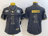 Eagles 25/26 Hurts #1 Black/Yellow Women NFL Jersey