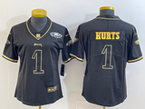 Eagles 25/26 Hurts #1 Black/Yellow Women NFL Jersey