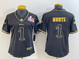 Eagles 25/26 Hurts #1 Black/Yellow Women NFL Jersey