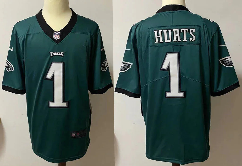 Eagles 25/26 Hurts #1 Green/Black Collar NFL Jersey