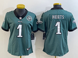 Eagles 25/26 Hurts #1 Green/Black/White Women NFL Jersey