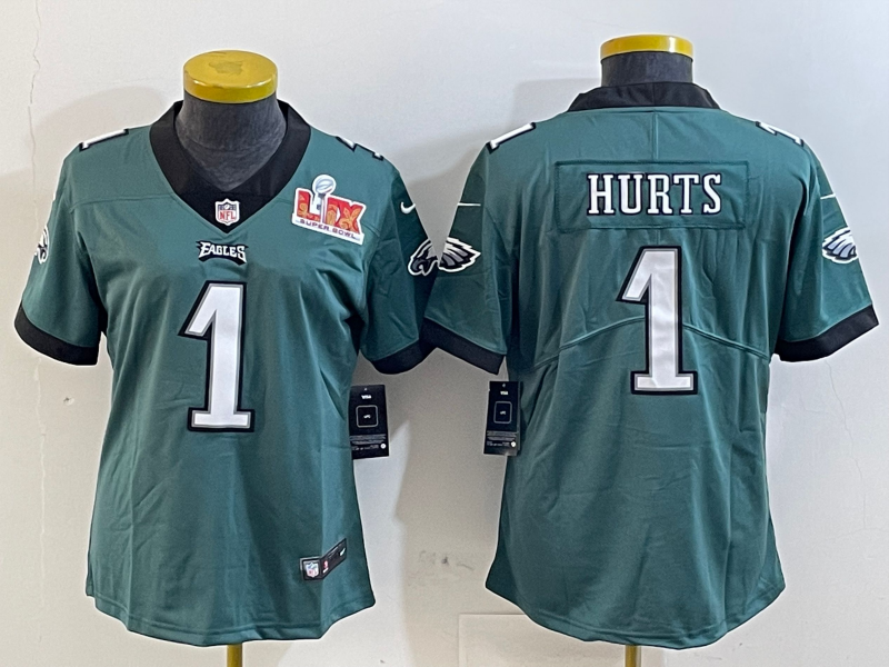 Eagles 25/26 Hurts #1 Green/Black/White Women NFL Jersey