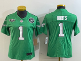 Eagles 25/26 Hurts #1 Green/White/Black Women NFL Jersey