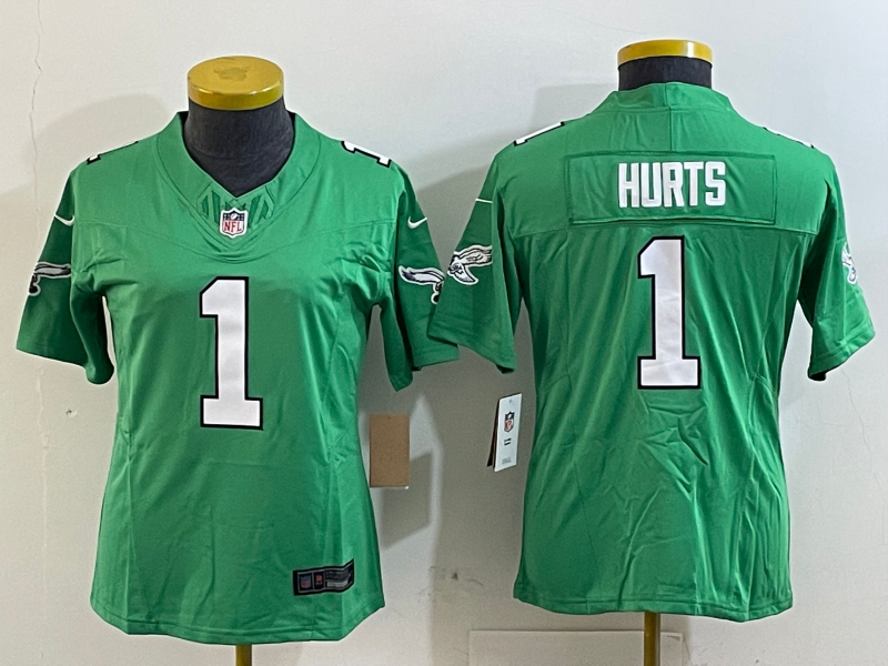 Eagles 25/26 Hurts #1 Green/White/Black Women NFL Jersey
