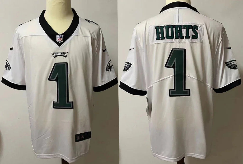 Eagles 25/26 Hurts #1 White/Black NFL Jersey