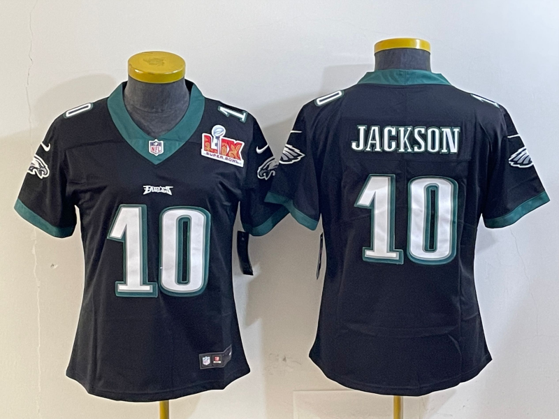 Eagles 25/26 Jackson #10 Black/Green/White Women NFL Jersey