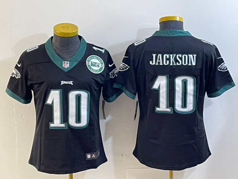 Eagles 25/26 Jackson #10 Black/Green/White Women NFL Jersey