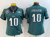 Eagles 25/26 Jackson #10 Green/Black/White Women NFL Jersey