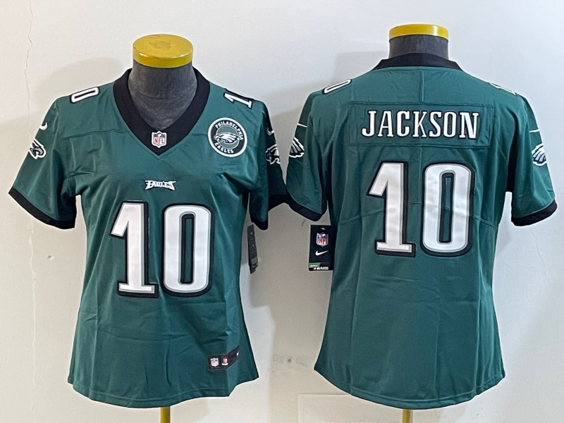 Eagles 25/26 Jackson #10 Green/Black/White Women NFL Jersey