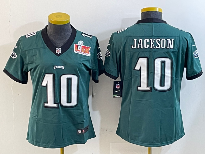 Eagles 25/26 Jackson #10 Green/Black/White Women NFL Jersey