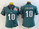 Eagles 25/26 Jackson #10 Green/Black/White Women NFL Jersey