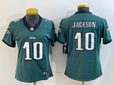 Eagles 25/26 Jackson #10 Green/Black/White Women NFL Jersey