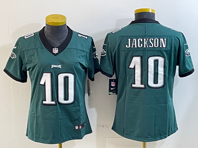 Eagles 25/26 Jackson #10 Green/Black/White Women NFL Jersey