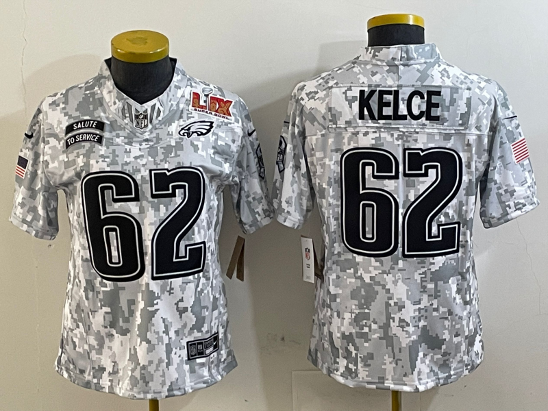 Eagles 25/26 Kelce #62 Arctic Camo Women NFL Jersey