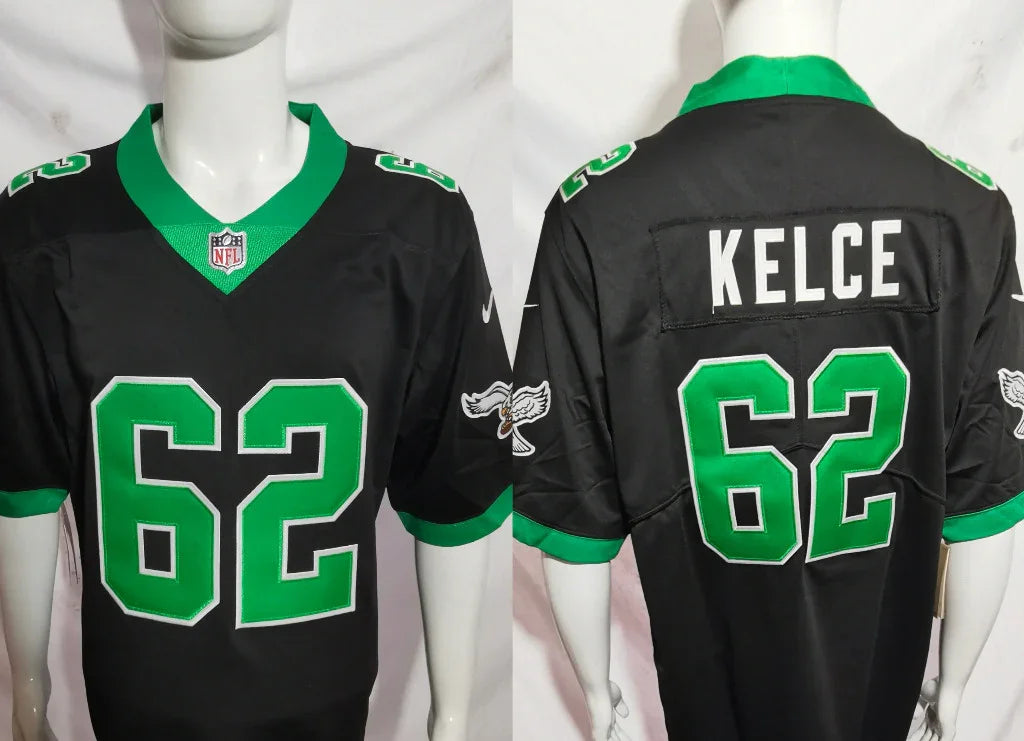 Eagles 25/26 Kelce #62 Black/Green NFL Jersey