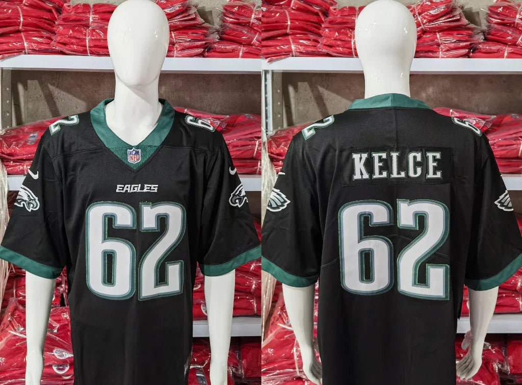 Eagles 25/26 Kelce #62 Black NFL Jersey