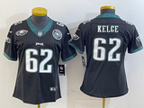 Eagles 25/26 Kelce #62 Black/White/Green Women NFL Jersey