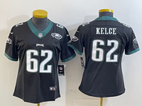 Eagles 25/26 Kelce #62 Black/White/Green Women NFL Jersey