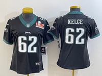 Eagles 25/26 Kelce #62 Black/White/Green Women NFL Jersey