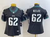 Eagles 25/26 Kelce #62 Black/White/Green Women NFL Jersey