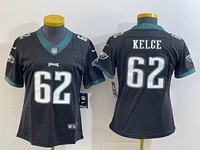Eagles 25/26 Kelce #62 Black/White/Green Women NFL Jersey