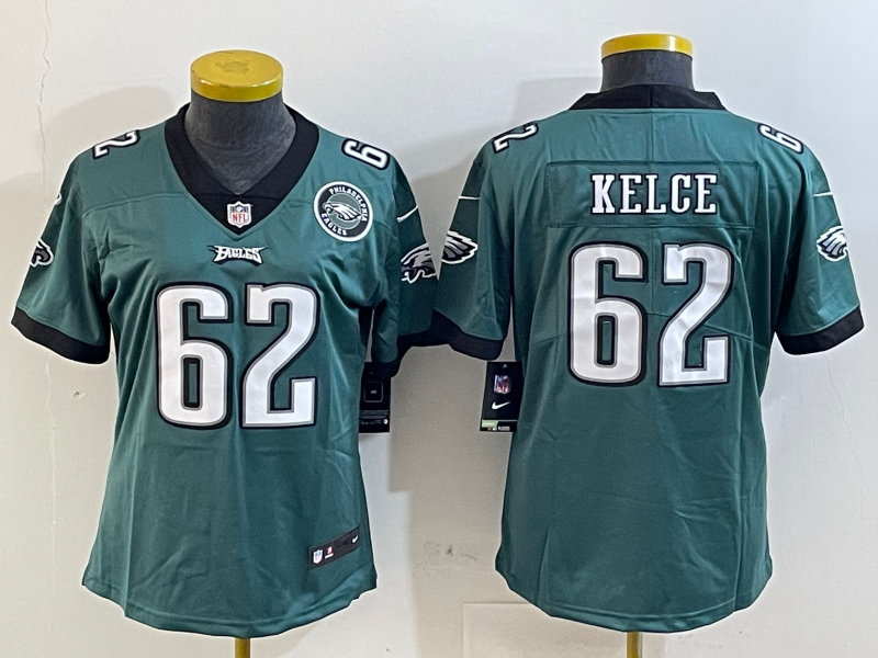 Eagles 25/26 Kelce #62 Green/Black/White Women NFL Jersey