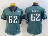 Eagles 25/26 Kelce #62 Green/Black/White Women NFL Jersey