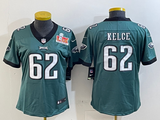Eagles 25/26 Kelce #62 Green/Black/White Women NFL Jersey
