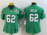 Eagles 25/26 Kelce #62 Green/White/Black Women NFL Jersey