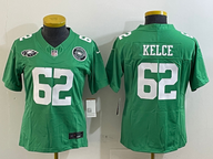 Eagles 25/26 Kelce #62 Green/White Women NFL Jersey