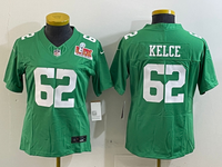 Eagles 25/26 Kelce #62 Green/White Women NFL Jersey