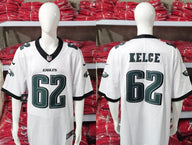 Eagles 25/26 Kelce #62 White/Black NFL Jersey