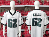 Eagles 25/26 Kelce #62 White/Black NFL Jersey