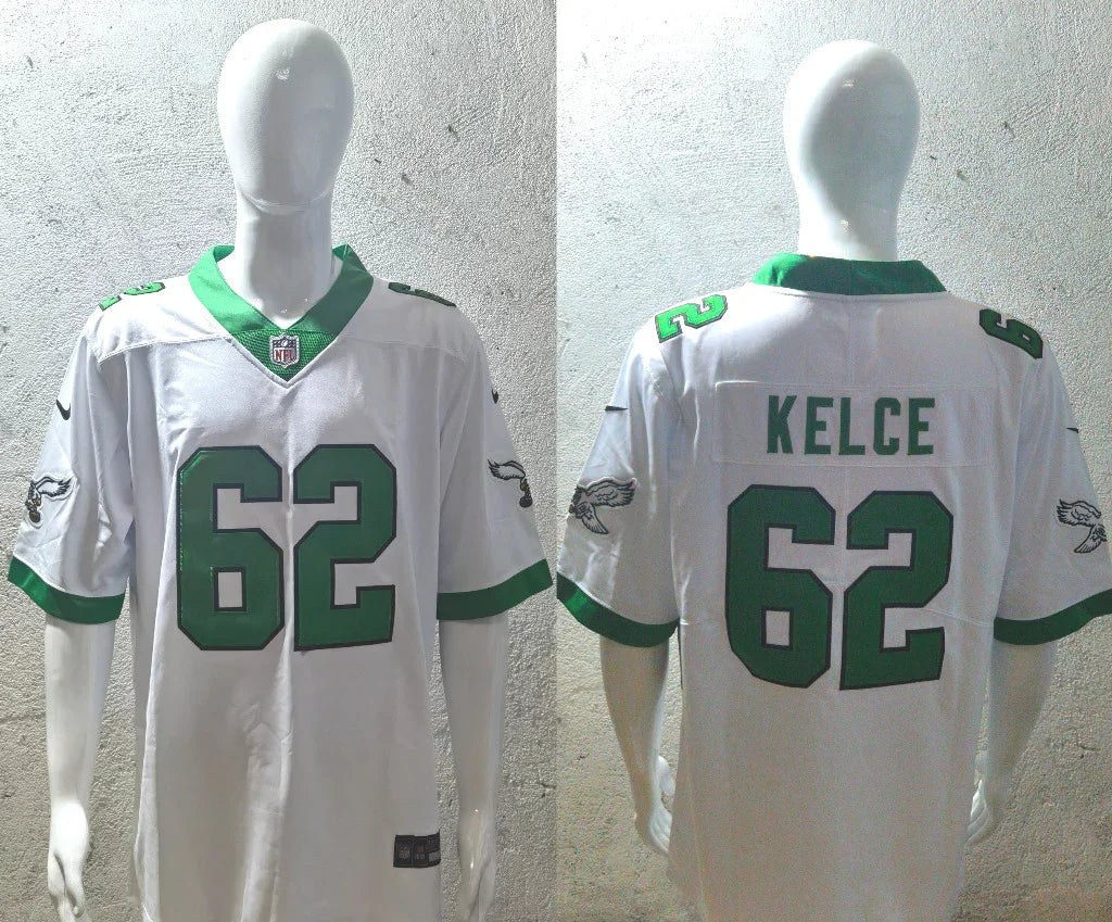 Eagles 25/26 Kelce #62 White/Green NFL Jersey