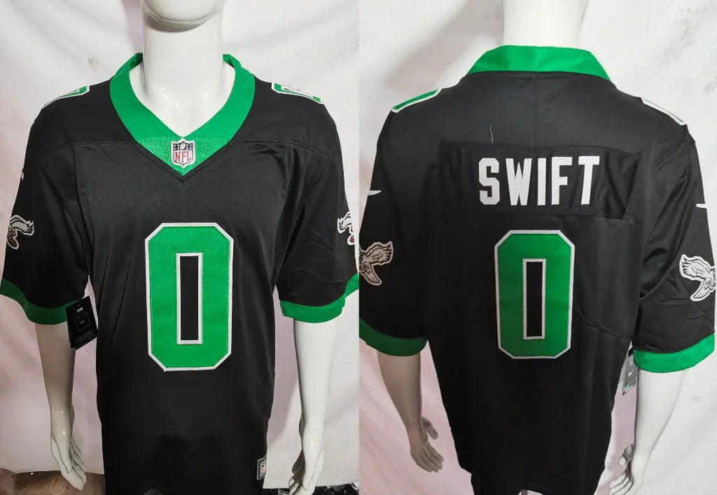 Eagles 25/26 Swift #0 Black/Green NFL Jersey