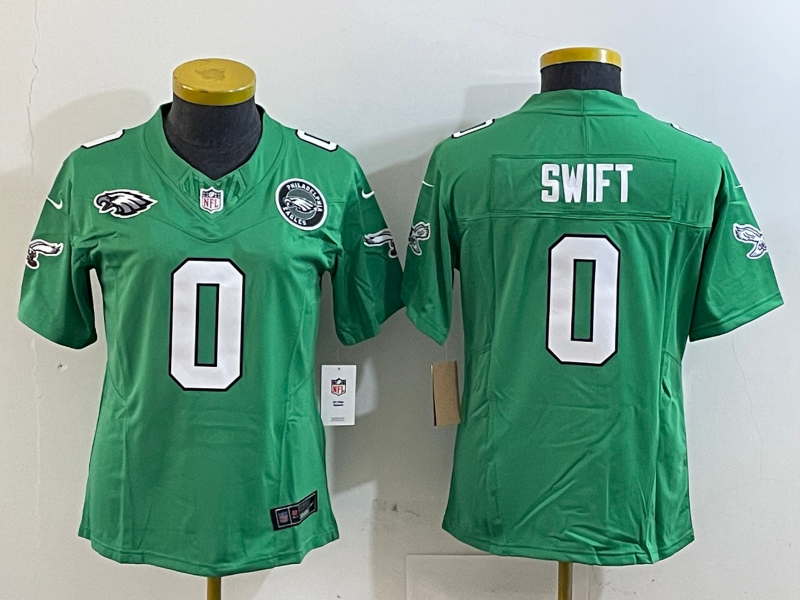 Eagles 25/26 Swift #0 Green/White/Black Women NFL Jersey