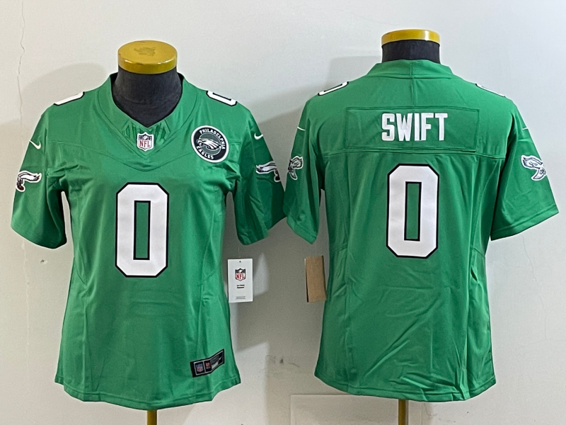 Eagles 25/26 Swift #0 Green/White/Black Women NFL Jersey