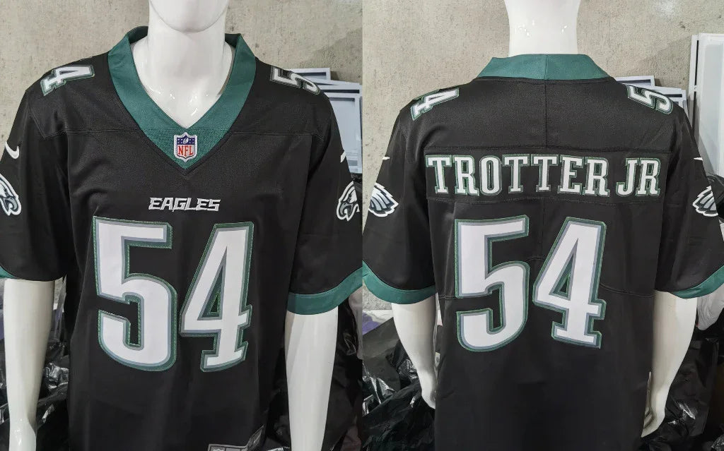 Eagles 25/26 Trotter Jr #54 Black/Midnight Green NFL Jersey