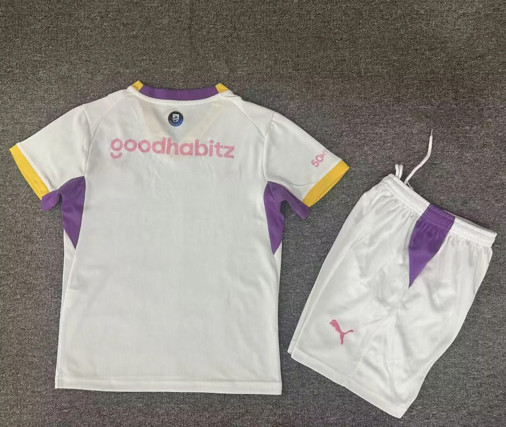 Eindhoven 26/27 White Base/Yellow/Purple Home Kids Jersey Set