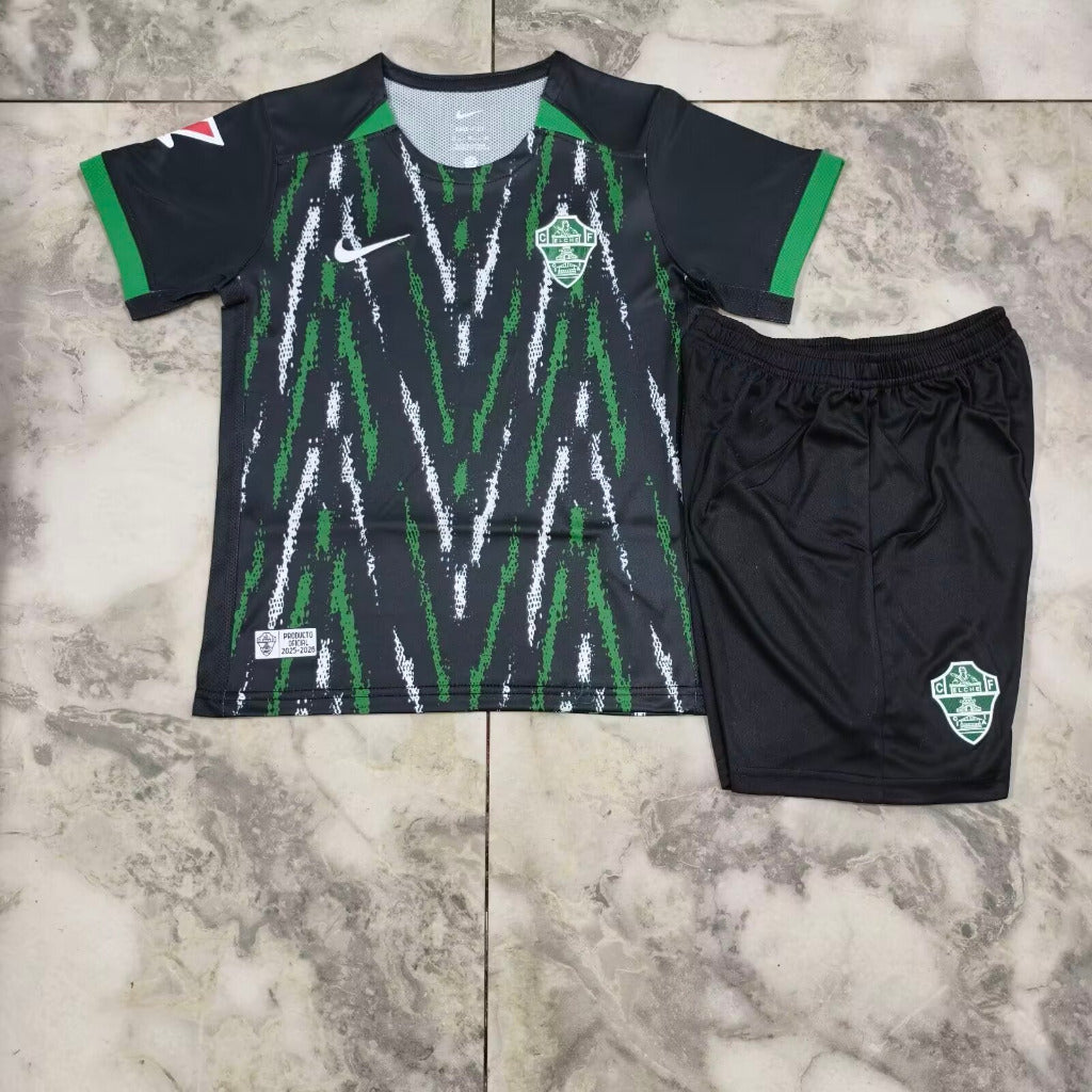 Elche 25/26 Black/Green Away Kids Jersey Set